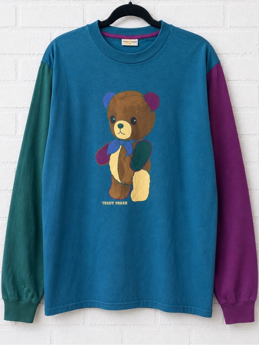 Teddy Fresh Colorblock Teddy Bear Graphic Long Sleeve Shirt Large